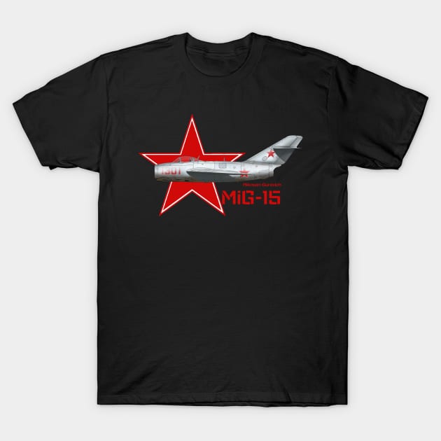 Mikoyan-Gurevich MiG-15 T-Shirt by BearCaveDesigns